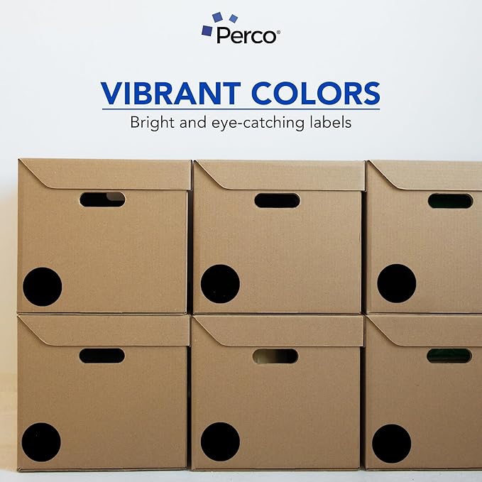 Perco Black 3-Inch Round Circle Dot Sticker Labels with Easy Peel Perforation - 500 Labels per Roll - Strong Adhesion, Vibrant Colors for Organizing, Crafting & More - Made in USA