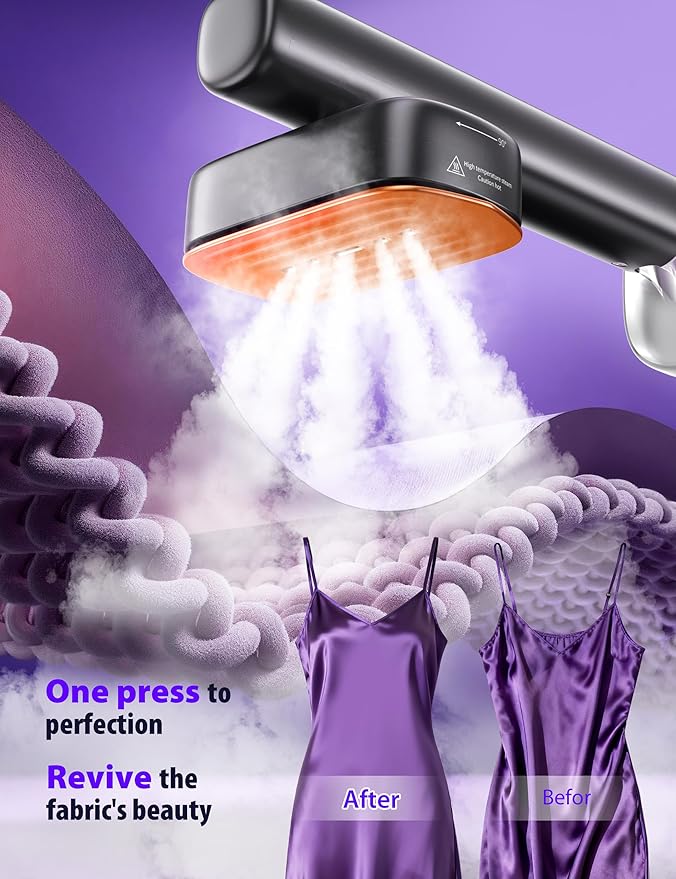 Sundu Steamer for Clothes,15s Fast Heat-up Handheld Garment Steamer,35mins Runtime & 180ml Large Tank,25g/min Steam,Ceramic Panel,Stands on Desk,Wrinkle Remover for Travel, Home, Office(Dark Gray)