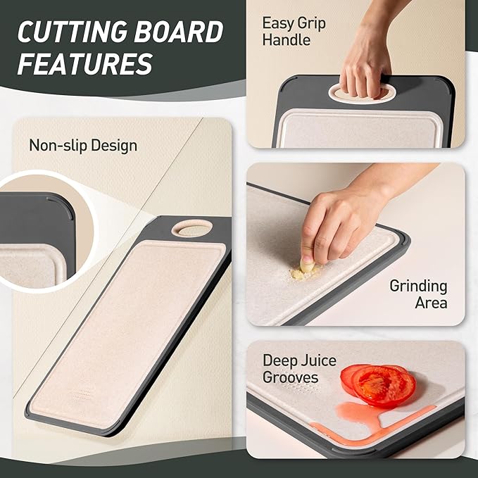 Stainless Steel Cutting Board, Non Toxic Cutting Board for Kitchen Double Sided Food Grade, Chopping Board for Meat/Vegetables, Kitchen Gifts Easy to Clean 2025 New Upgrade Large Size (16"L x 11"W)