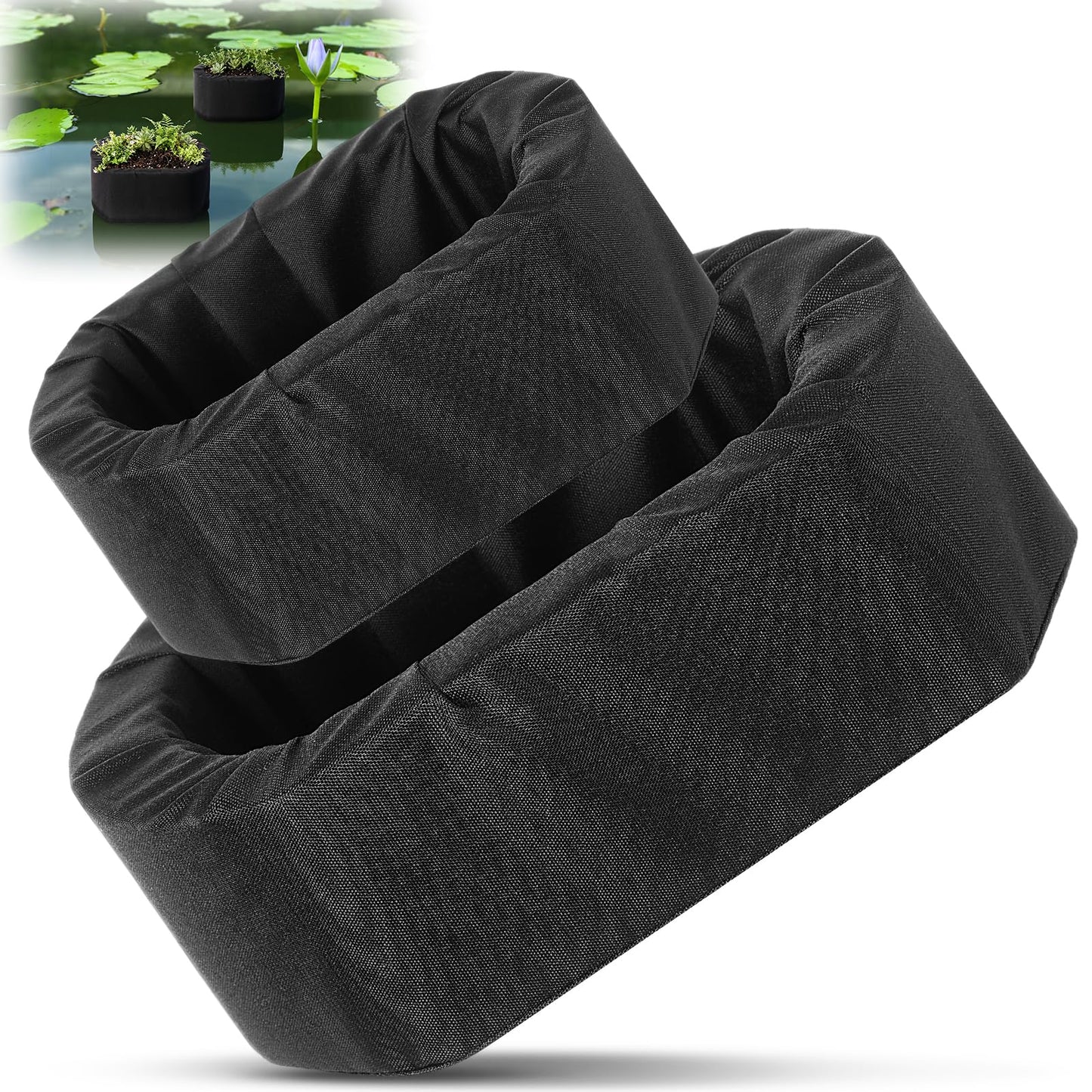 RimCereal 2 Pcs Floating Pond Planter Woven Fabric Floating Planters for Ponds Hydroponics Ponds Water Features and Decorations (Oval,9 Inches/ 5.5 Inches)