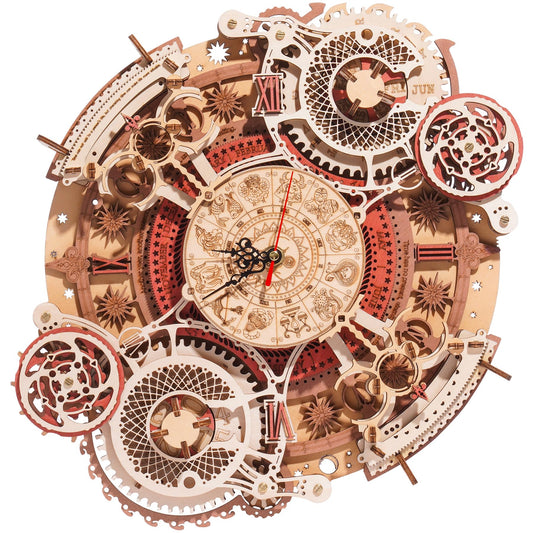 ROBOTIME 3D Wooden Puzzles for Adults, Models for Adults to Build Wooden Steampunk Clock Kit, DIY Mechanical Wall Quartz Aesthetic Room Decor Unique Gift