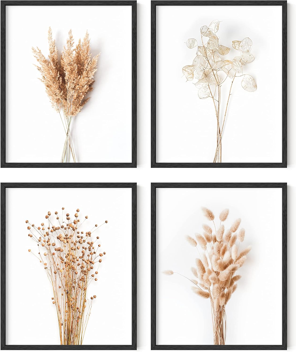 HAUS AND HUES Botanical Prints - Set of 4 Floral Posters, Wall Decor, Unframed 8x10
