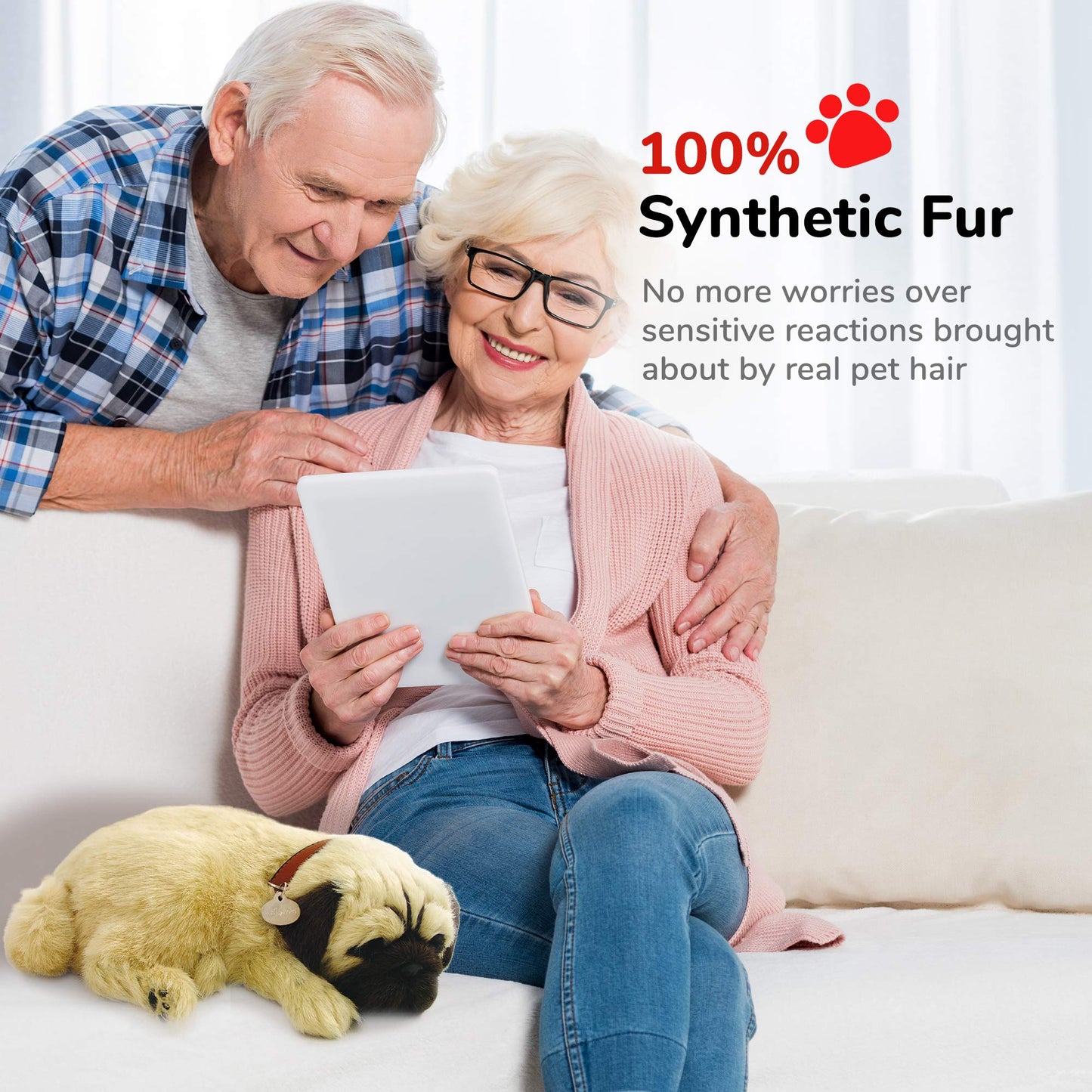 Perfect Petzzz Original Petzzz Huggable Pug Puppy, Realistic, Lifelike Stuffed Interactive Pet Toy, Companion Pet Dog with 100% Handcrafted Synthetic Fur