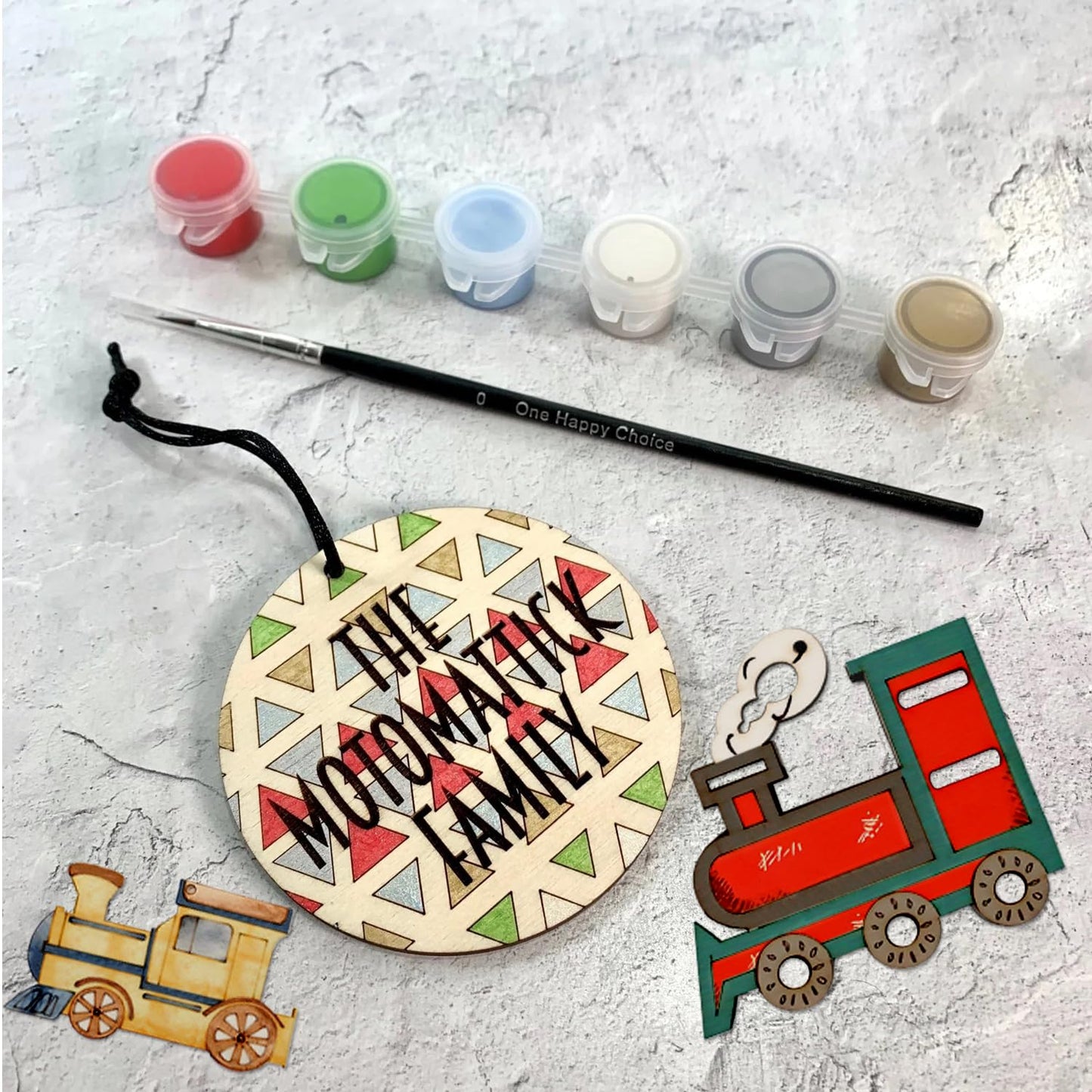 40-Pack 4 Inch Unfinished Wood Train Cutout for Crafts, Paintable Train Shape Wooden Slices Predrilled DIY Train Ornaments for Birthday Decoration Holiday Party Hanging Decor
