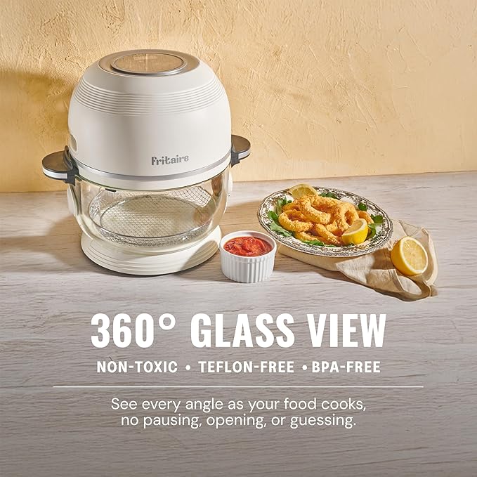 Non Toxic Air Fryer™ 9-in-1 Functions - Glass AirFryer 5 Quart w/ 360 Visibility, Self-Cleaning, 400F Vortex Air Fryer for Even Cooking, BPA-Free Teflon Free, Rotisserie, Roast, Bake, Cherry