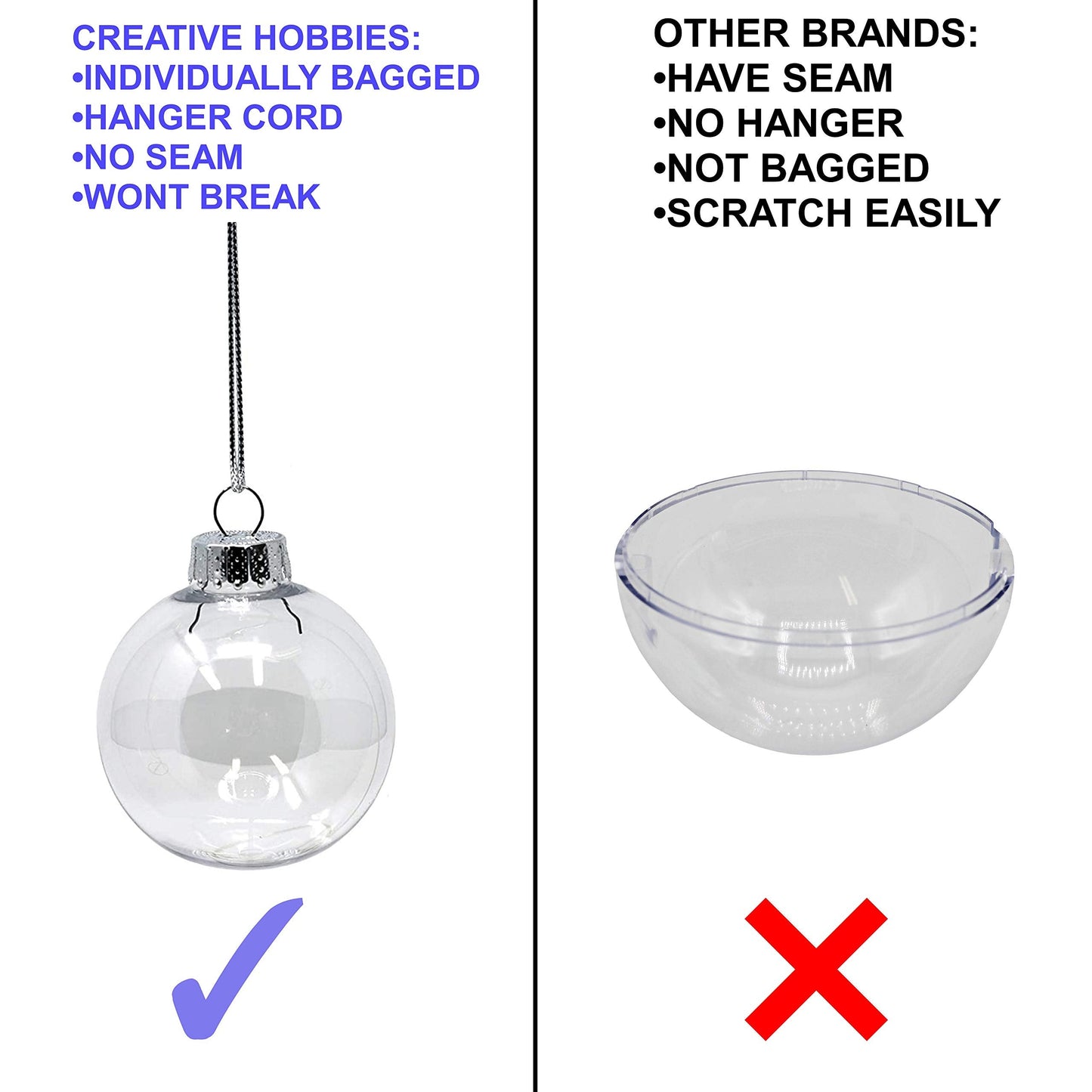 Creative Hobbies Clear Plastic Fillable Christmas Ornament Discs 100mm (3.94") - Great for Crafts, Holidays and Weddings | Pack of 12