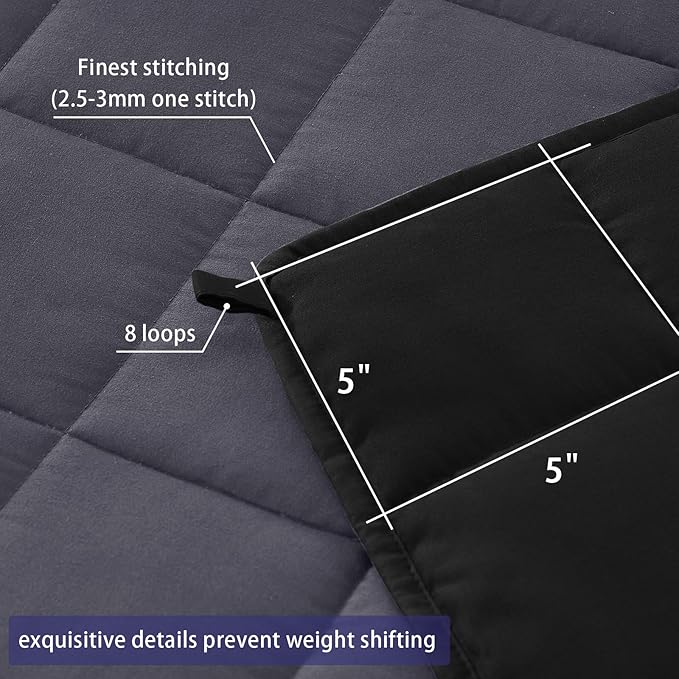 King Size Weighted Blanket for Adults (25 lbs, 80” x 87”, Grey& Black) Cooling Heavy Blanket for Sleeping Perfect for 240-260 lbs, Breathable Blanket for Adults & Couple All Season, Machine Washable