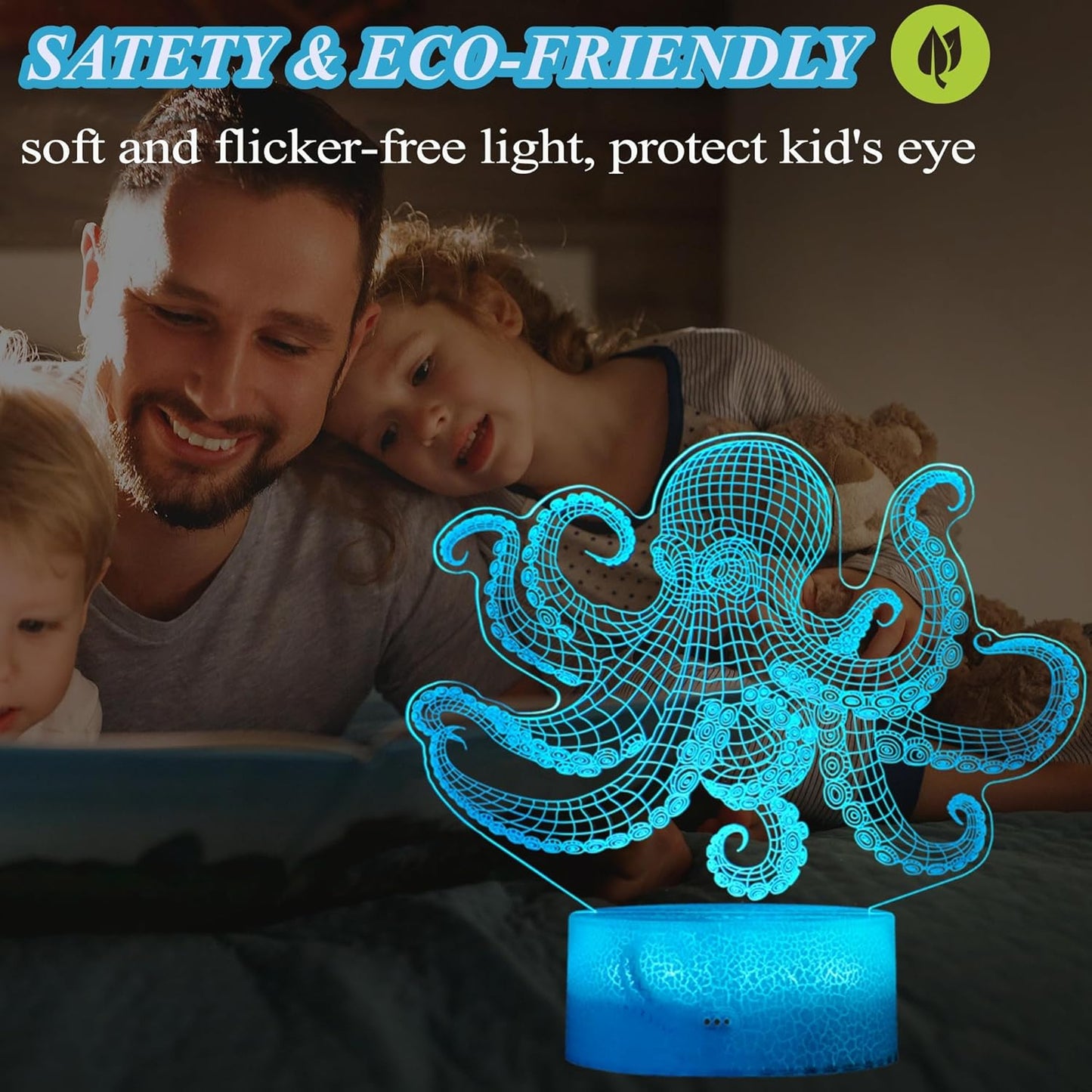 Octopus Night Light, 3D Illusion Night Light Lamp, Octopus Stuff with 16 Colors Changing, Timer, 4 Flash Modes and Dimmable, Kids Room Decoration, Xmas Gifts