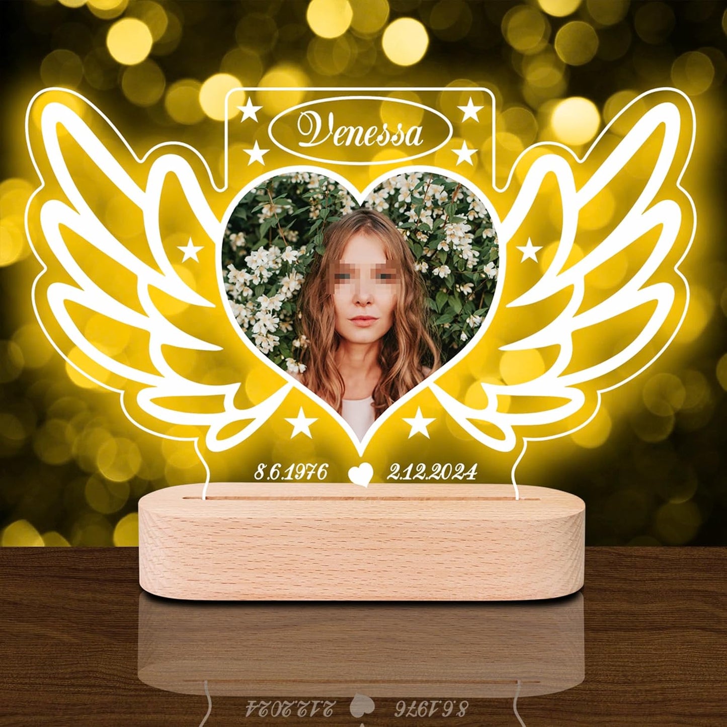 Personalized Memorial Picture Frame Night Light Lamp, Sympathy Gift for Loss of Loved One, in Memory of Dad, Mom, Husband, Sister, Friend, Funeral Mourning Ideas