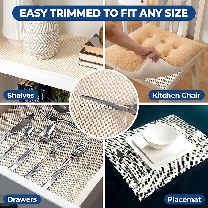 Superior Rio Reversible Rug Pad, Non-Slip, Non-Skid, Thick Mesh Design, Floor Protector, Padding, Furniture Gripper Mat, Slide Stopper, Foam Grip, Polymer Coated Polyester, 2' 6" x 8', Cream