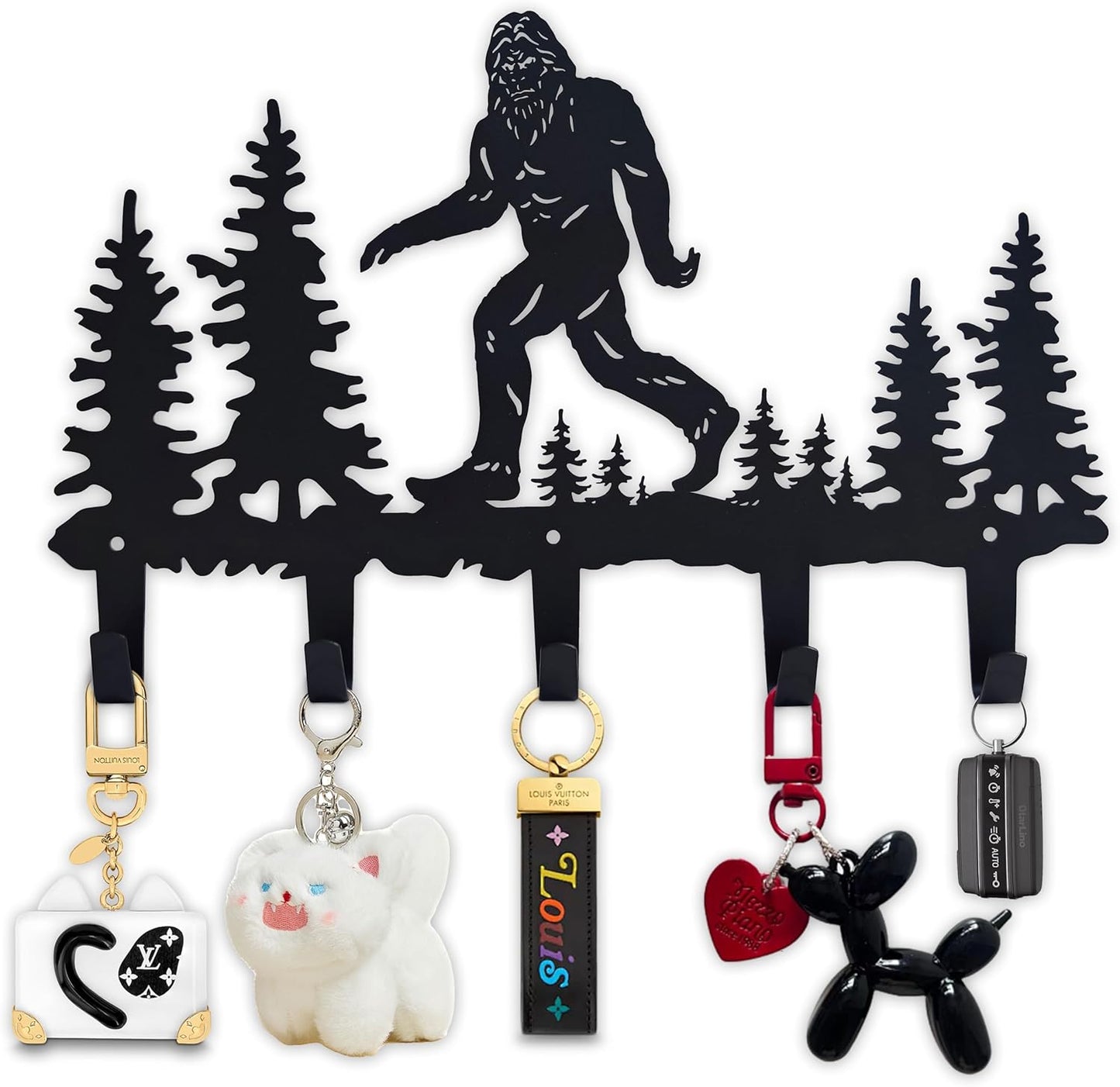 Bigfoot Sasquatch Metal Coat Hooks Wall Mount-Bigfoot Sasquatch Hangers and Key Holder-Clothes Hat Rack and Backpack Hanger Decor for Storage, Living Room, Hallway, Office Gift