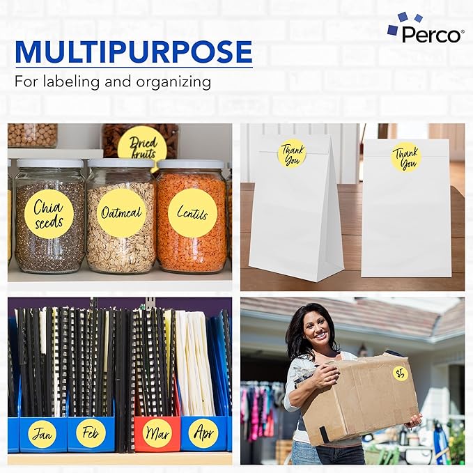 Perco Metallic Gold 3" Round Circle Dot Sticker Labels for Wedding Invitations - Multi-Roll Pack (3 Rolls, 500 Labels Each) - Permanent Adhesive, Vibrant Colors - Perforated for Easy Use, Made in USA