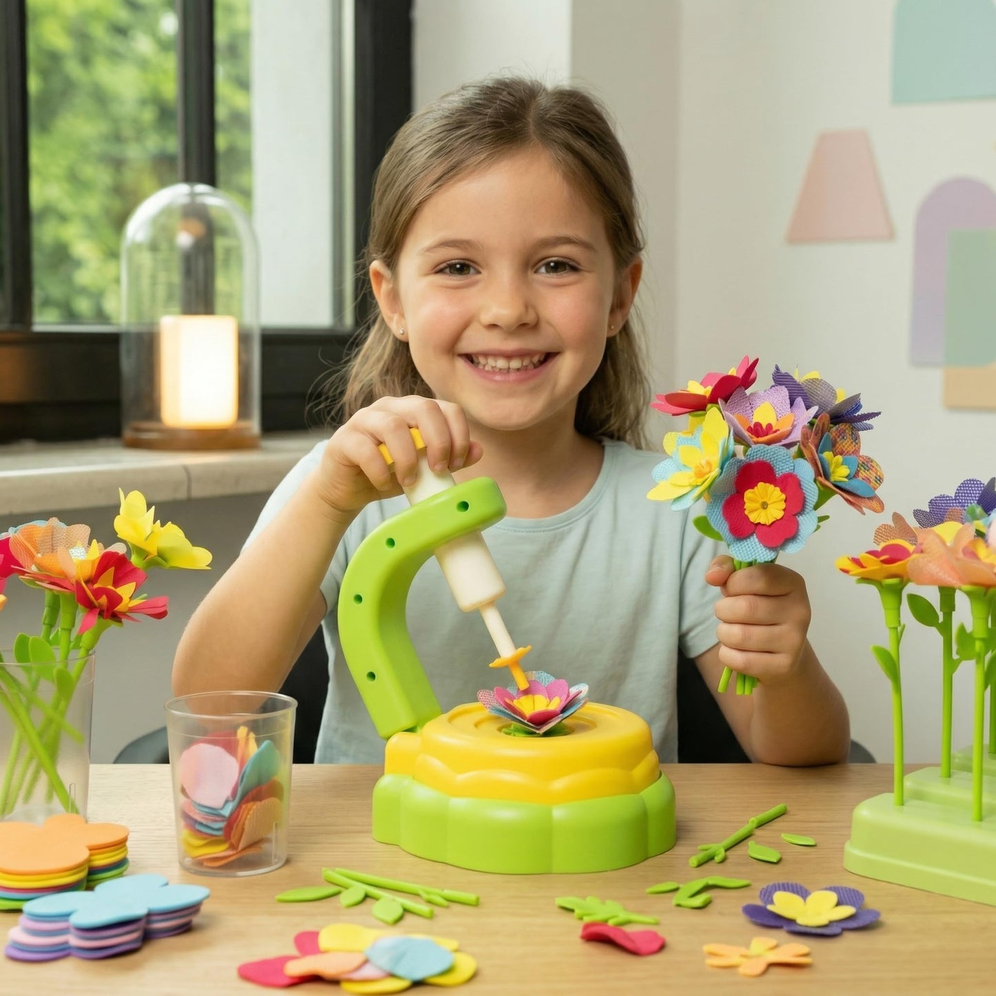 Fabric Flower Bouquets Toys, DIY Craft Kits Toys for Kids - Flowers Market Toy, Build Your Flower Bouquet, Arts & Crafts for 3+ Year Toddler Girl, Educational Activity Preschool B-Day Gifts