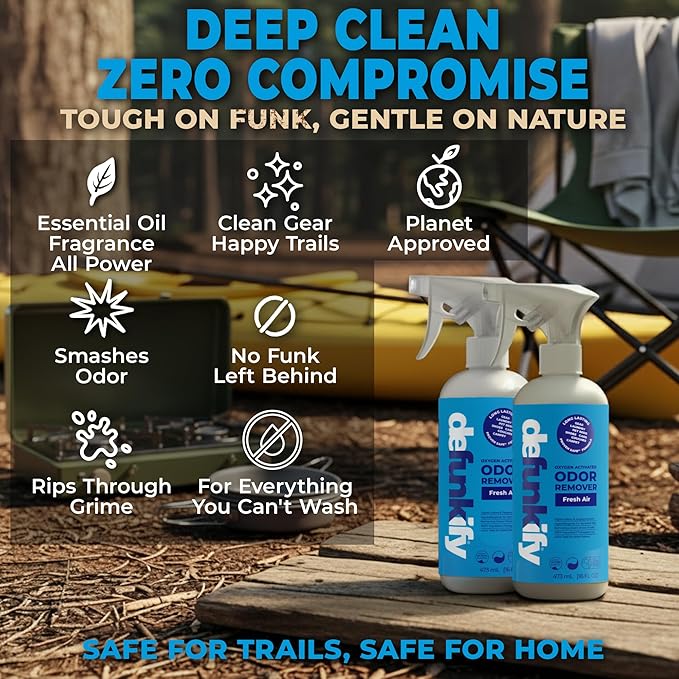 Odor Remover Spray, 32oz. Clean, Crisp 'Fresh Air' Essential Oil Shoe Deodorizer, Odor Eliminator for Strong Odors on Activewear. ProvenSafe™ Fabric Freshener Spray, Deodorizer for Sensitive Gear