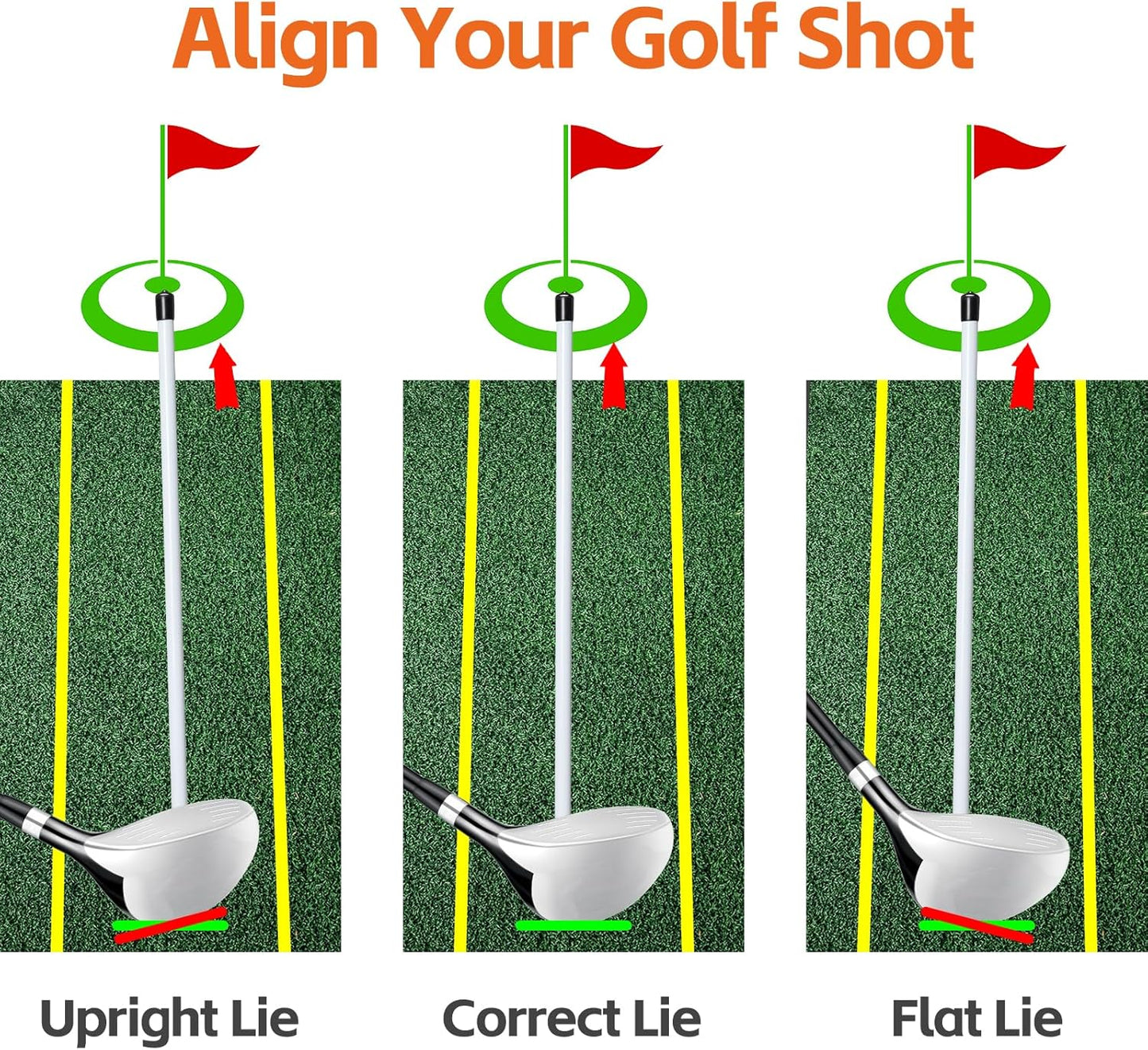 Golf Magnetic Alignment Rods 2 Pack, Golf Club Alignment Sticks Corrector Lie Angle Tool, Golf Swing Training Aids for Golf Practice, Visualize & Align Your Golf Shot
