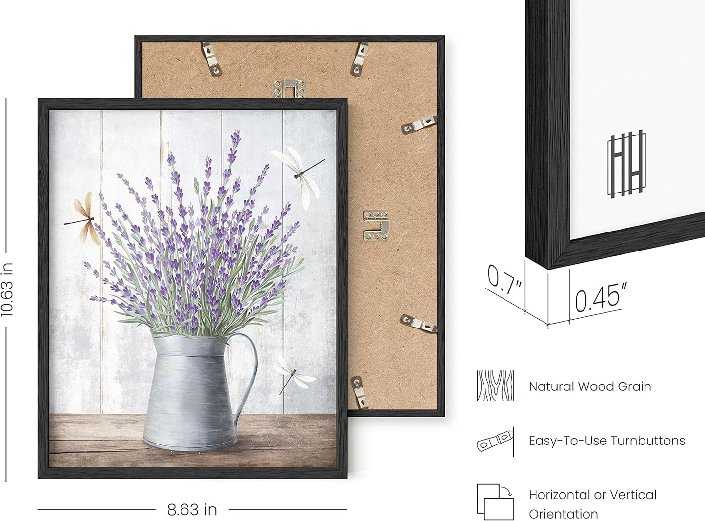 HAUS AND HUES Floral Prints - Set of 4, 8x10 Wall Art, Farmhouse Bouquets, Framed Metal Painting for Bathroom, Bedroom, Dorm, Kitchen, Living Room, Office