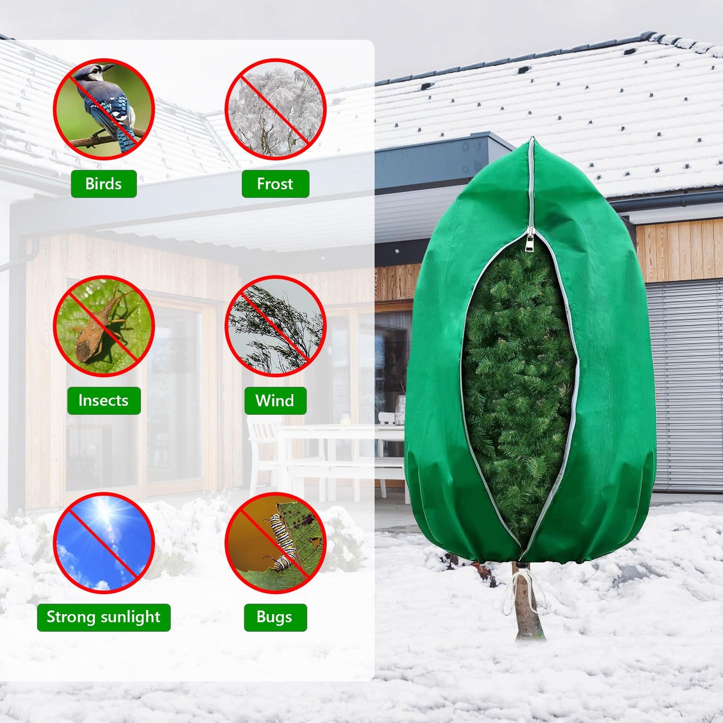 Plant Covers Freeze Protection – 2 Pack 95"x95" Extra Large Frost Blankets for Outdoor Plants, 2.8oz/yd² Heavy-Duty Tree Covers with Zipper & Drawstring – Reusable Winter Plant Freeze Cloth