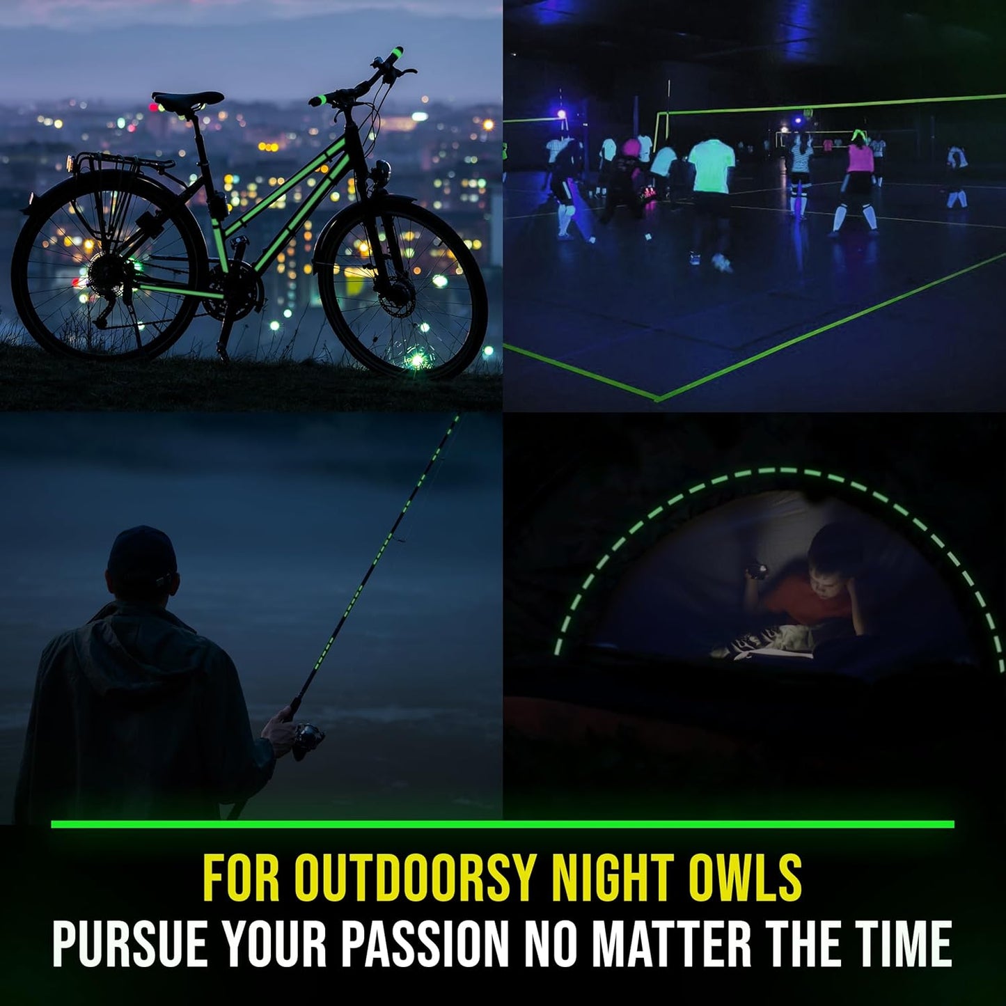 Lockport Glow in The Dark Tape - 15 Ft x 0.5 in - Bright - Rechargeable - Reflective - Glow Tape in The Dark - Halloween Decoration, Night Decorations, Safety and Home Marking