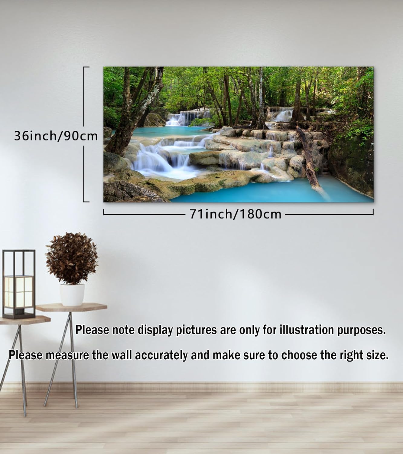 Cao Gen Decor Art S01598 1 Panels Wall Art Tropical Beautiful Waterfall Prints Light Green Forest Natural Picture Canvas Paintings Scenery Spring Summer Landscape for Home Wall Decor Artwork