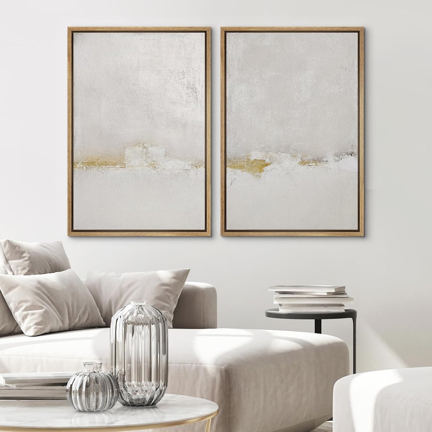 SIGNWIN Framed Canvas Print Wall Art Pastel Grunge Gray Landscape Abstract Shapes Illustrations for Living Room, Bedroom, Office - 24"x36"x2 Natural