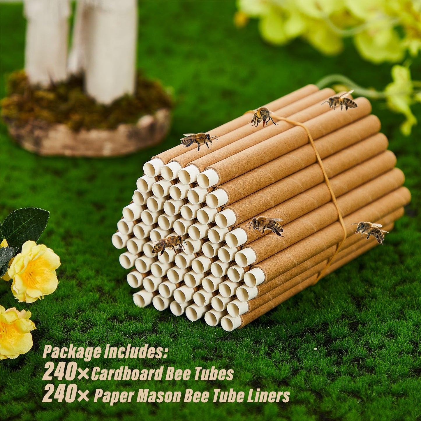 Lewtemi 480 Pcs Mason Bee House Tube Refill Cardboard Bee Tube Paper Mason Beekeeper Cardboard Insert Beekeeping Supplies for Solitary Beehive House Garden Pollinator Nest