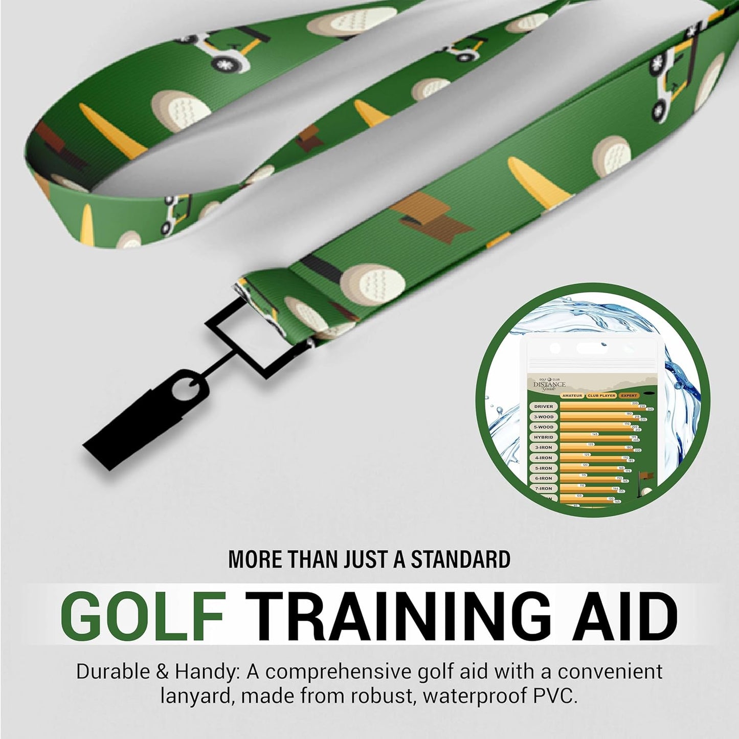 Golf Club Range Chart & Golfing Rules Reference Guide | Club Yardage Distance Finder | Ideal Golf Bag Accessory & Golf Practice | Training Aids | Made in USA | Pocket Sized 3.54 in x 5.12 in