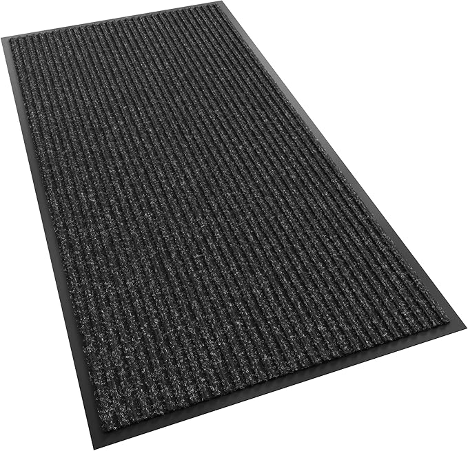 Front Door Mat, 72" x 24" Heavy Duty Indoor Outdoor Doormat, Non-Slip Welcome Mats for Entryway, Rubber Backing Low Profile Commercial Door Mats, Black Stripe