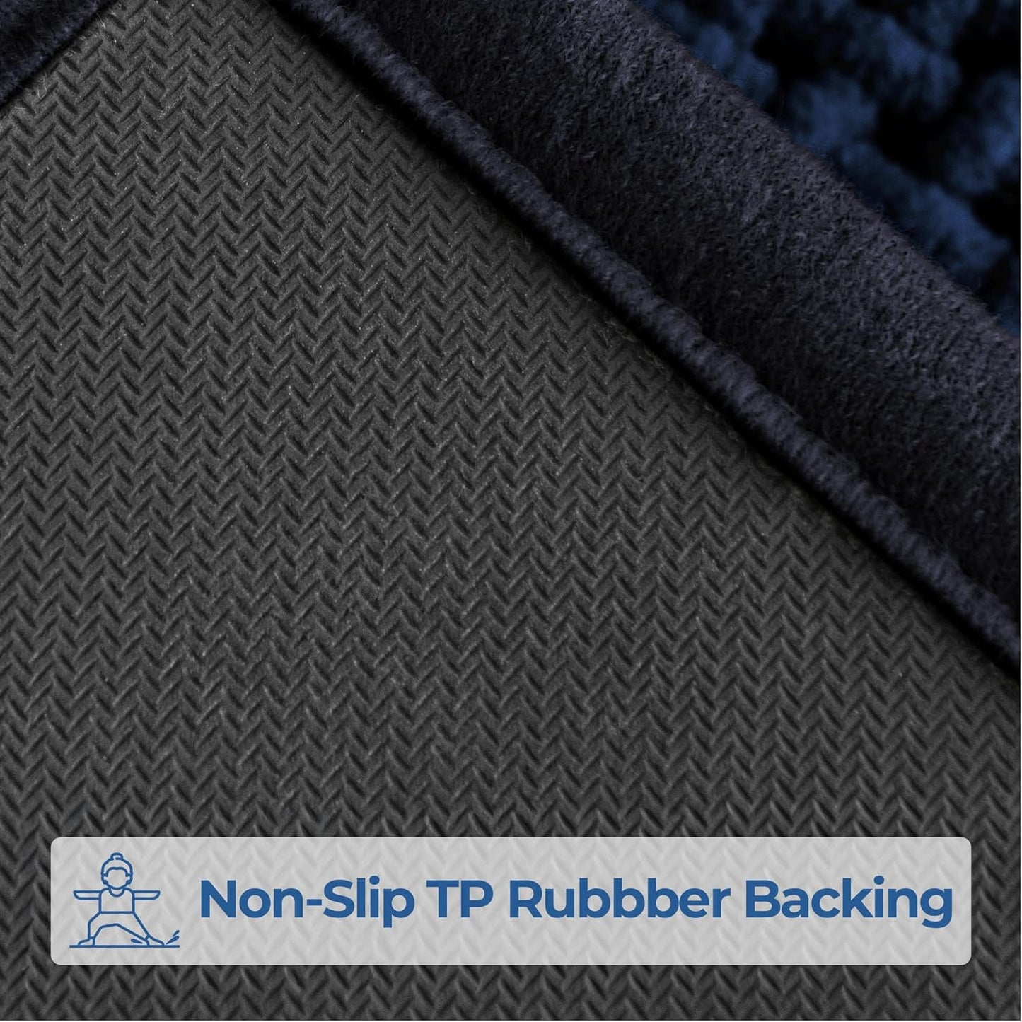GRANNY SAYS Blue Bathroom Rugs Non Slip Washable, Absorbent Bath Mats 32" x 20", Thin Chenille Bathroom Rug, Quick Dry Bath Mat, Soft Rug for Tub and Shower