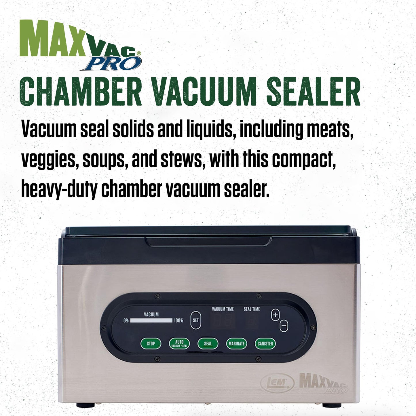 Lem Products Maxvac Pro Chamber Vacuum Sealer With 80 Bags, Digital Control Panel, Maintenance-Free Pump, External Hose, Great F