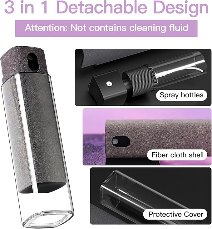 Screen Cleaner Kit, Two in One Screen Cleaner Spray and Wipe, Touchscreen Mist Cleaner Spray Bottle for Phone/Laptop/Tablet/TV/Monitor/Car Screens(Pink)