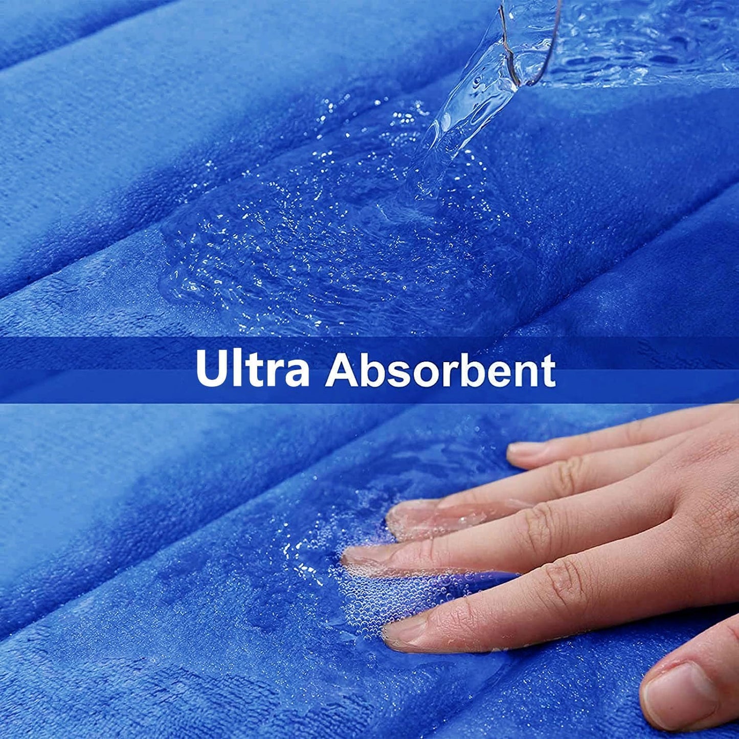 Buganda Memory Foam Bath Mat, 44" x 24", Ultra Soft and Non-Slip Bathroom Rugs, Water Absorbent and Machine Washable Bath Rug Runner for Bathroom, Shower, and Tub, Royal Blue