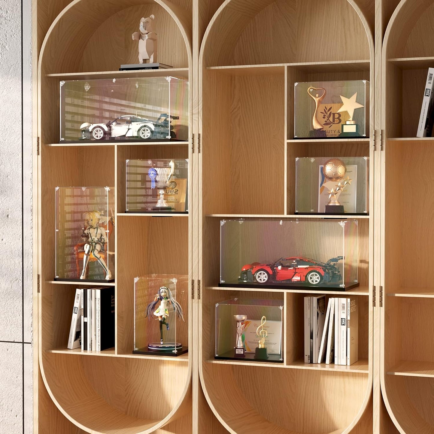 Clear Acrylic Display Case, Self-Assemble Showcase for Collectibles, Action Figures, Dolls, Toys - Alternative Glass Box for Commemorative Gifts（16*13*14inch,40*33*35cm）