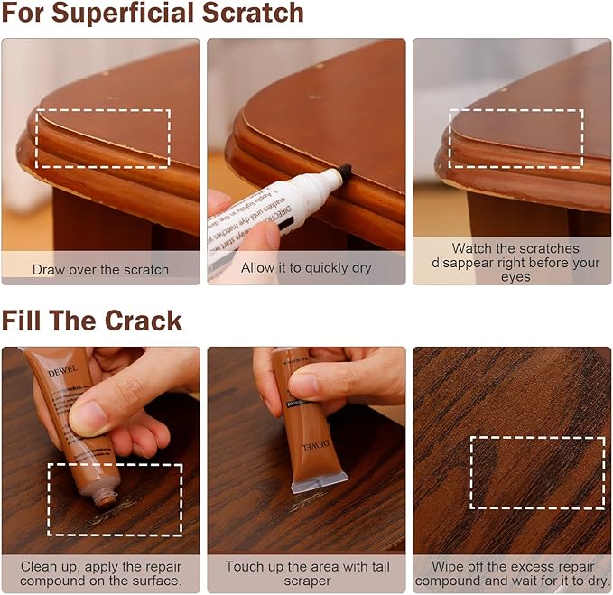 DEWEL Wood Filler Floor Scratch Remover, Furniture Repair kit, Wood Marker Paint, Touch up Paint Pens for Walls, Furniture Pens for Scratches, Polish, Stain pen-28 Sets