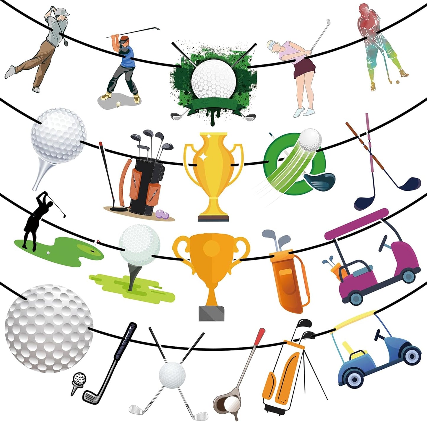 3 Pack Golf Themed Banner Party Supplies Decorations-Sport Themed Birthday Baby Shower Green Golf Ball Carts Party Favors Gifts