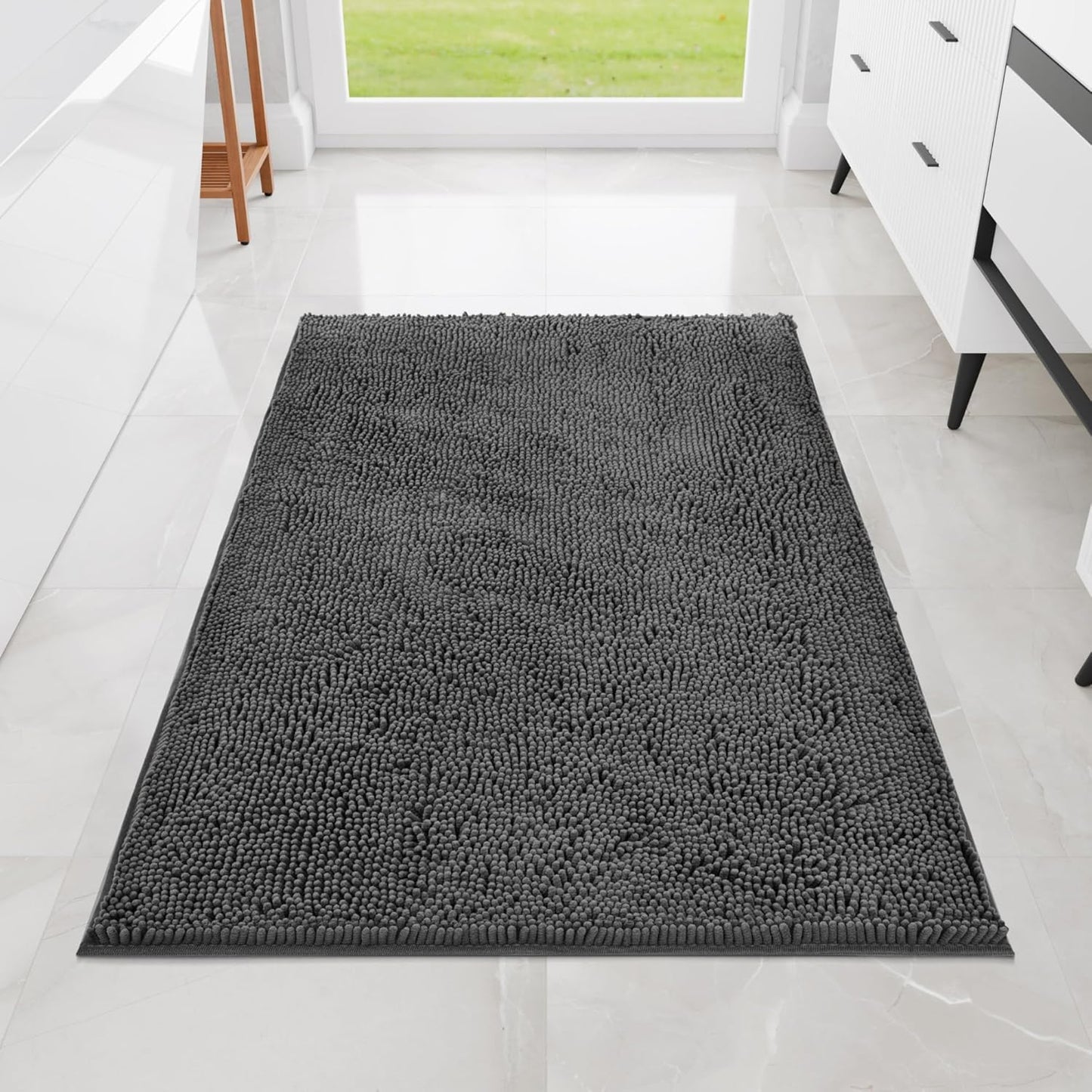 Bathroom Rugs 60"x36", Ultra-Soft Bath Rugs Quick Dry, Non Slip Absorbent Chenille Bath Mats for Bathroom Floor, Tub, Shower, Toilet, Machine Washable, Grey