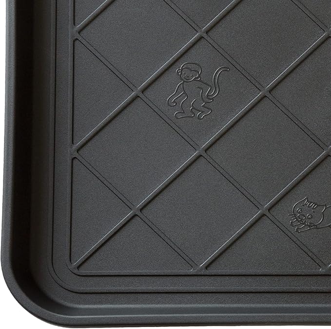 Stalwart All-Weather Boot Tray, Indoor Outdoor Doormat for All Seasons, 2 pk Small, Black
