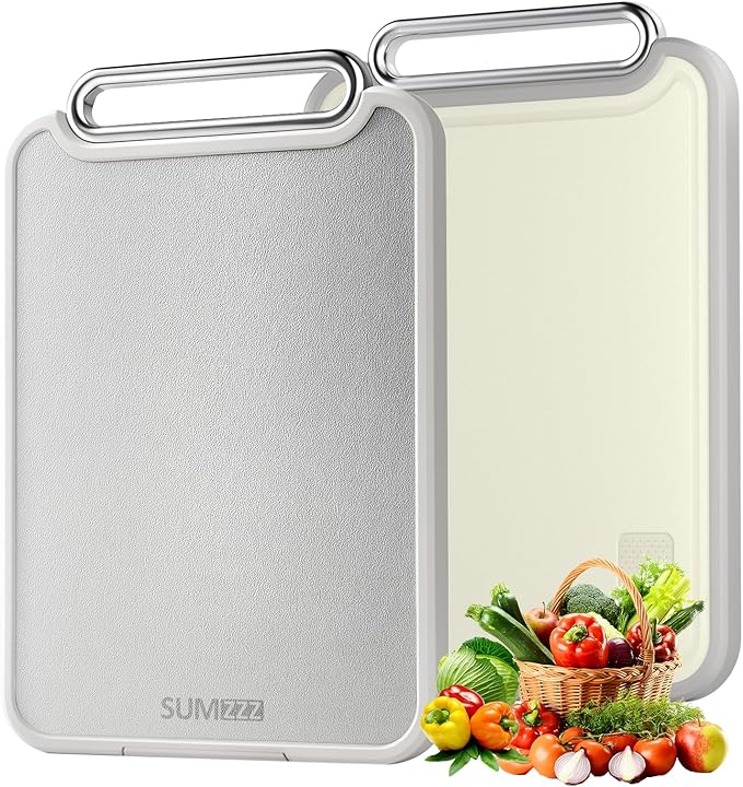 Stainless Steel Cutting Board for Kitchen, 2-in-1 Double-Sided Chopping Board, Food Grade Stainless Steel/PP, Easy to Clean, Large Size, Non-Slip, 16”×11”