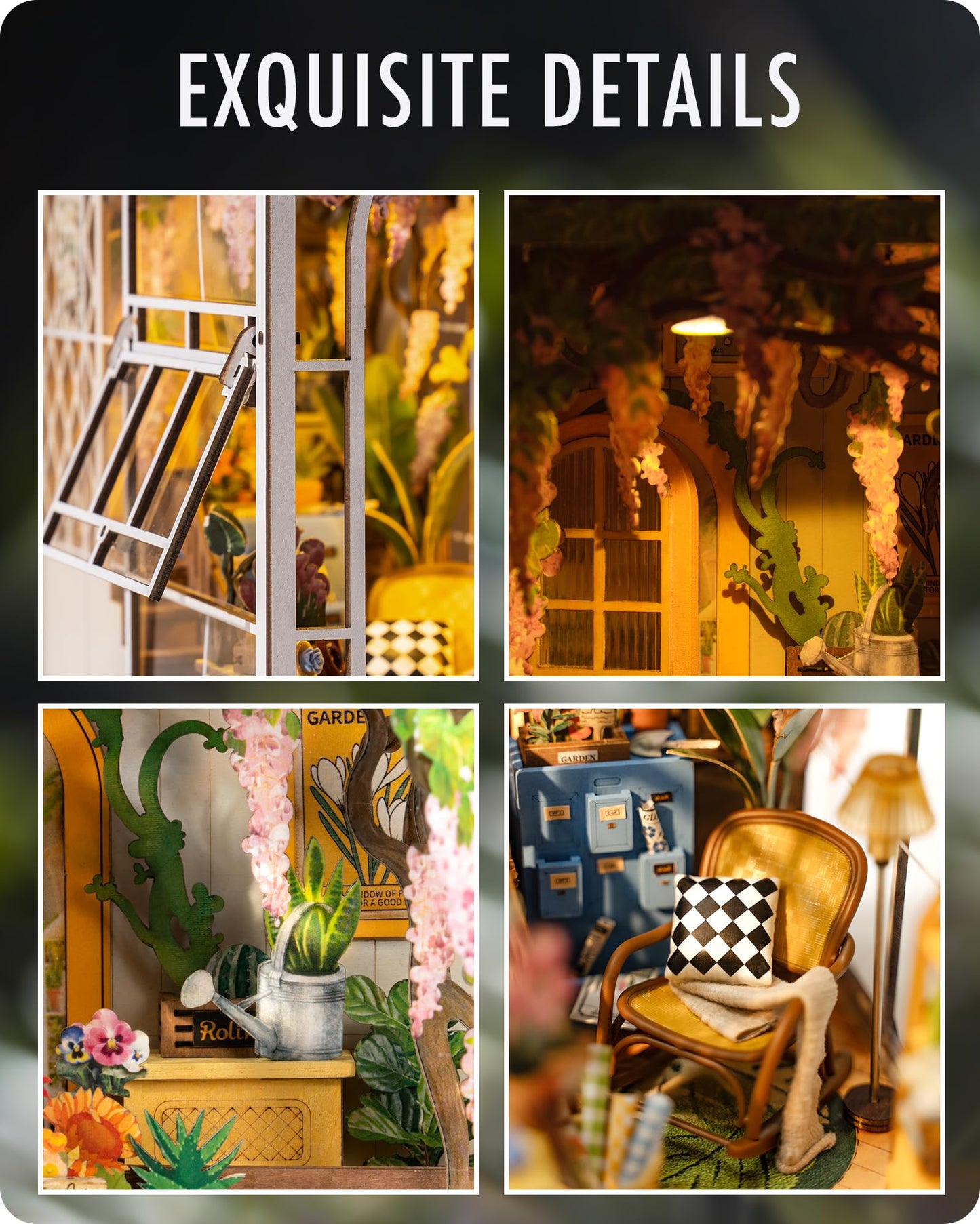 Rolife DIY Book Nook Kit Garden House, DIY Miniature Booknook Kit 3D Creative Decorative Bookend Bookshelf Insert 3D Puzzle for Adults, Halloween/Christmas Decorations/Gifts for Adults (Garden House)