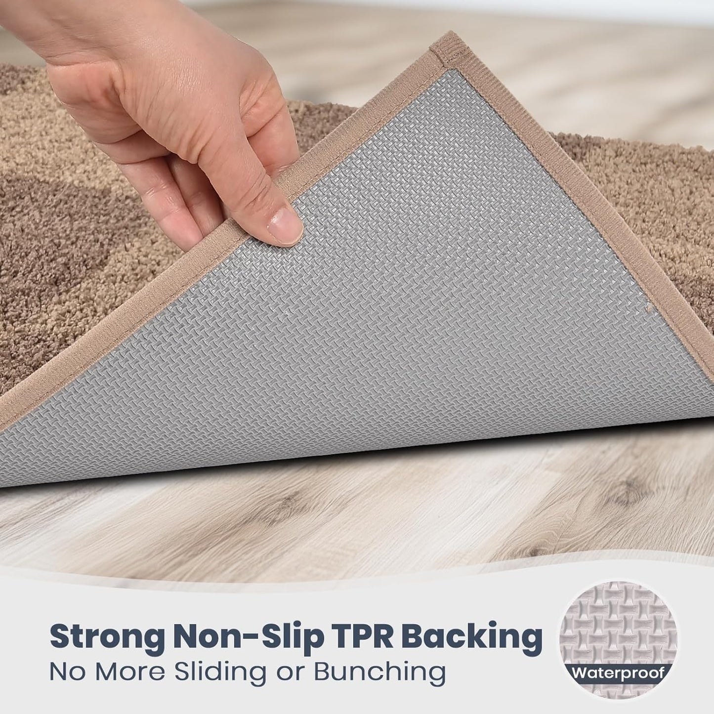 PURRUGS Bathroom Rug Non-Slip Machine Washable 24" x 60", Super Absorbent and Quick-Dry Bath Mat, Extra Soft and Plush Bath Rug for Shower, Bathtub and Sink, Grayish Brown & Coffee