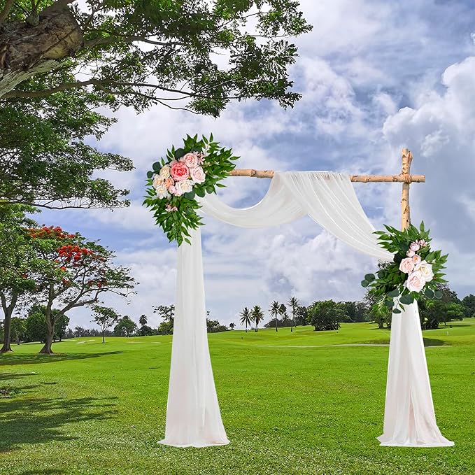 AitnWoy Artificial Wedding Arch Flowers Kit 2 PCS Dust Rose Flowers Silk Peony Floral Swag Welcome Sign for Wedding Ceremony Party Home Garland Decor (Burgundy Red)