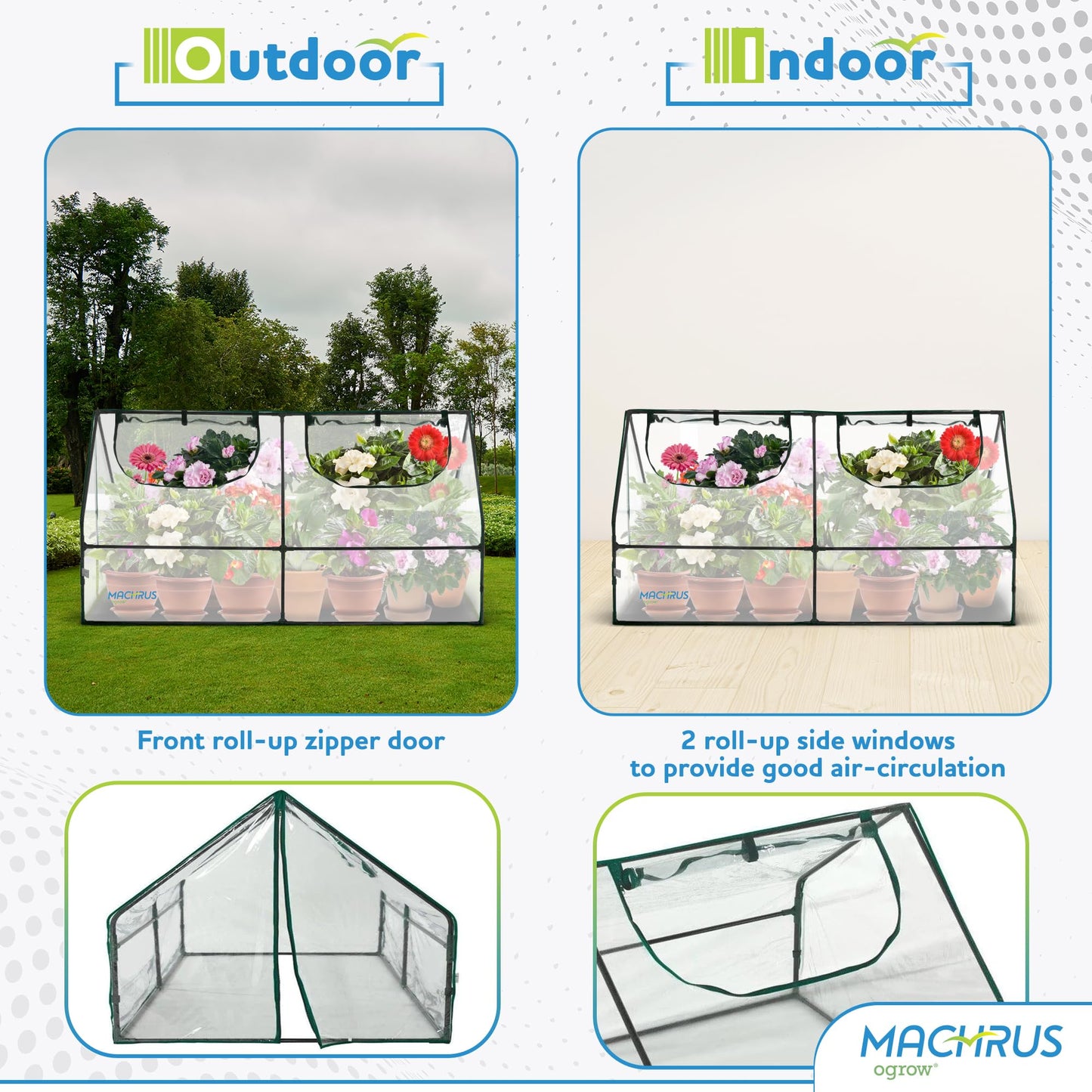 Ogrow Compact Garden Cloche, Mini Greenhouse, Seed Starter Plant Protector, Indoor and Outdoor Use, Portable Growing Dome for Herbs, Flowers, Vegetables, Clear Cover