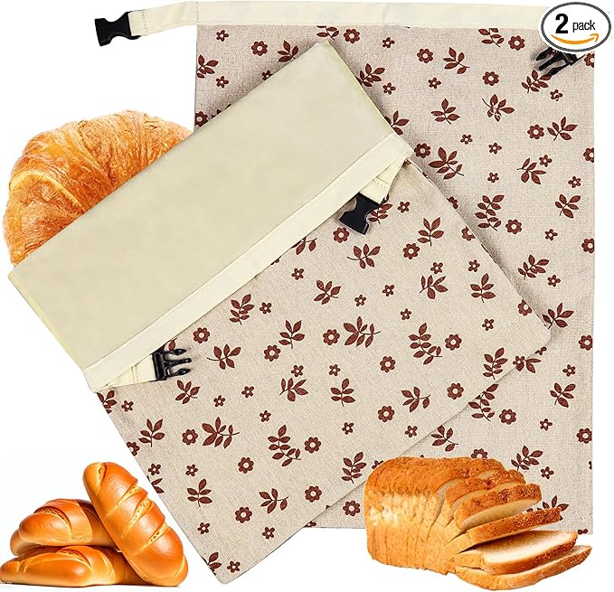 2 Pack Reusable Beeswax Bread Bags, Bags for Homemade Bread,Cotton Beeswax Bag to Keep Fresh,Sourdough Bread Bags