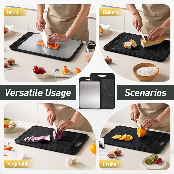 2 in 1 Stainless Steel Cutting Board with Handle 2 Packs Dad Parents Papa Stepdad Pappy Poppy Pawpaw Who Want Nothing Everything Future Groom Bride Law Christmas Xmas Happy Birthday Gifts Ideal