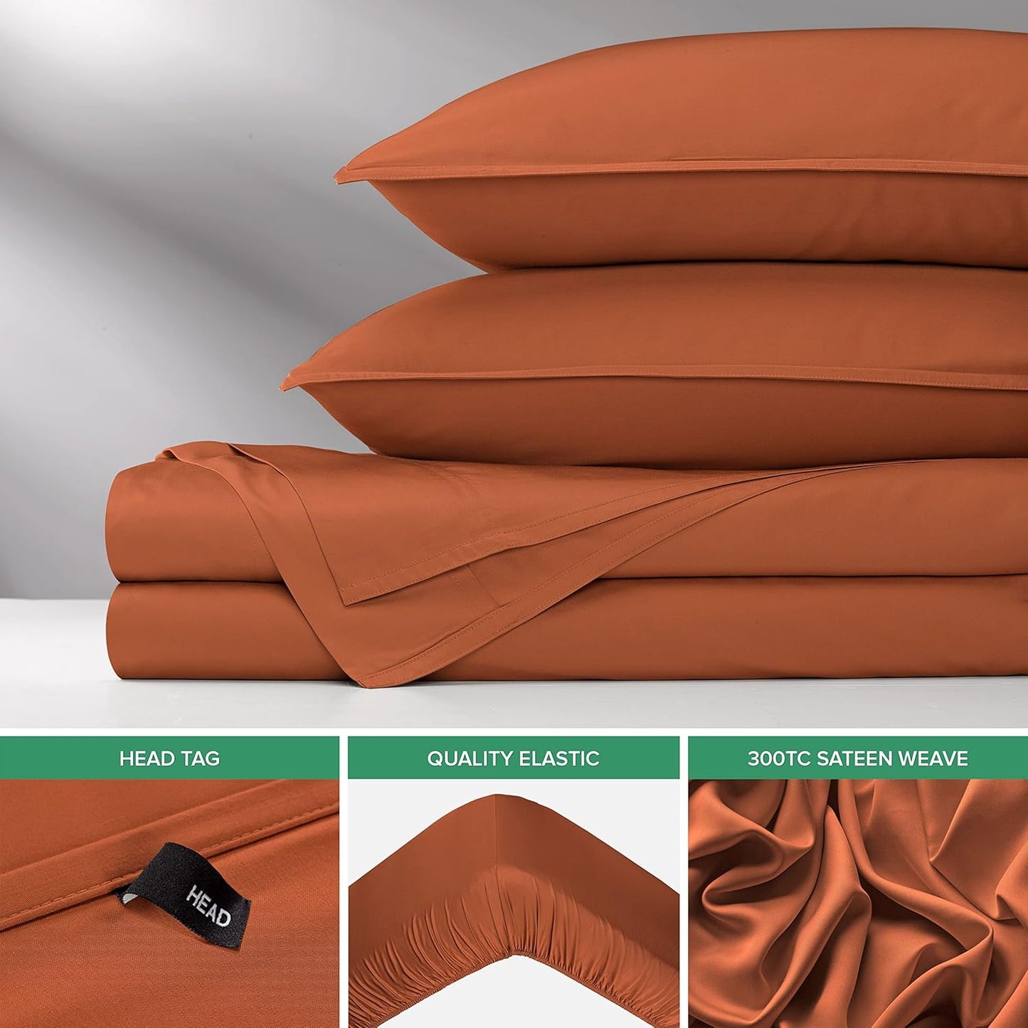 Twin Sheets by Pure Bamboo, Genuine 100% Organic Viscose Derived from Bamboo Bed Sheet Set, Luxuriously Soft & Cooling, Double Stitching, Lifetime Quality Promise (Twin, Terracotta)