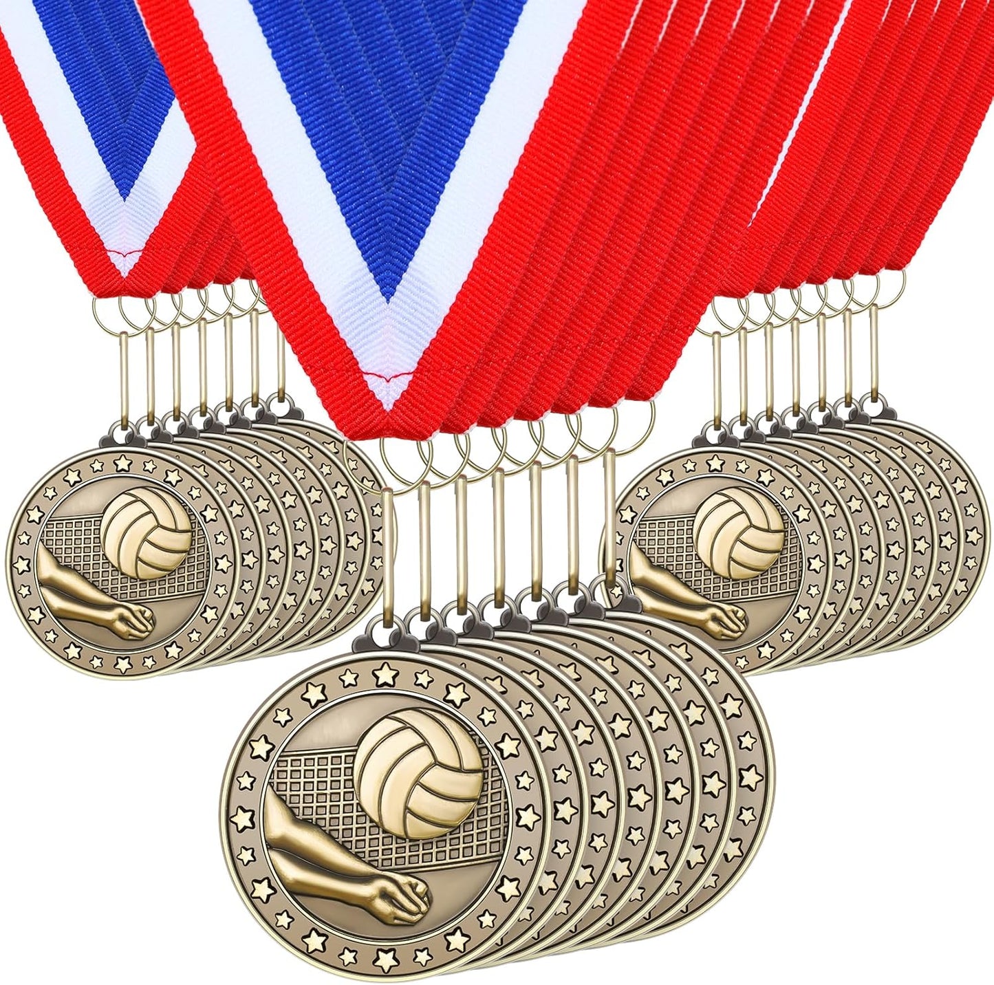 Remuuly 30 Pcs Gold Medals Bulk 2'' Basketball Soccer Baseball Volleyball Football Lacrosse Kickball Cheer Bowling Trophy Medals for Awards for Sports Participation Winner Gift