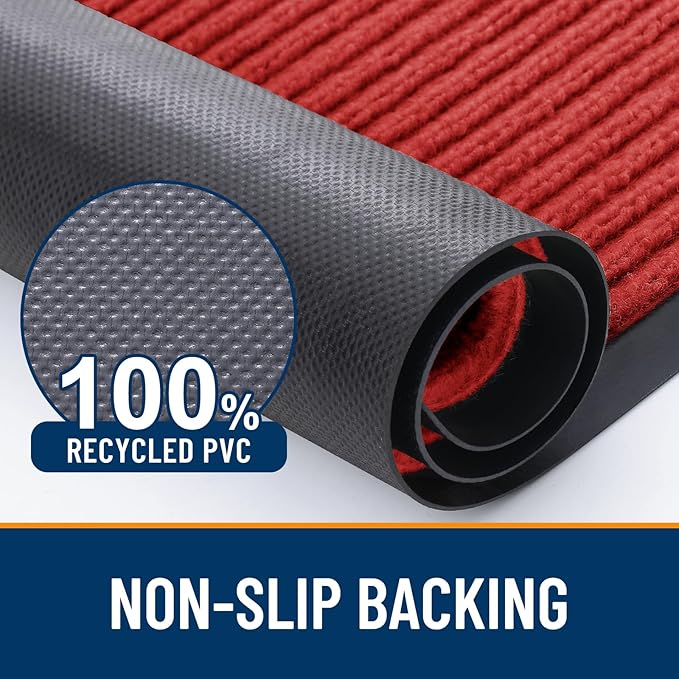 OLANLY Front Door Mat Indoor Outdoor Entrance, Waterproof Heavy Duty Doormat, Fade Resistant, Low Profile, Easy Clean Patio Porch Welcome Floor Mats for Entry, 29.5x17, Red