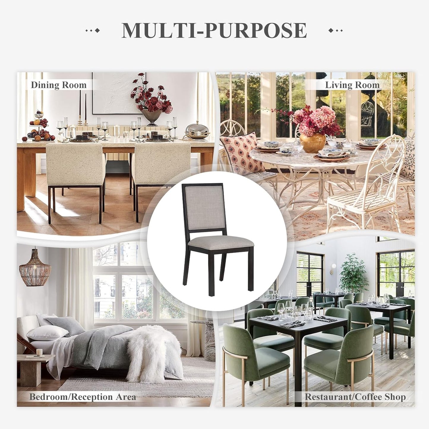 COLAMY Upholstered Dining Chairs Set of 4, Mid Century Modern Dining Room Chairs, 19 Inch Kitchen Chairs with Back for Dining Room Restaurant, Brown