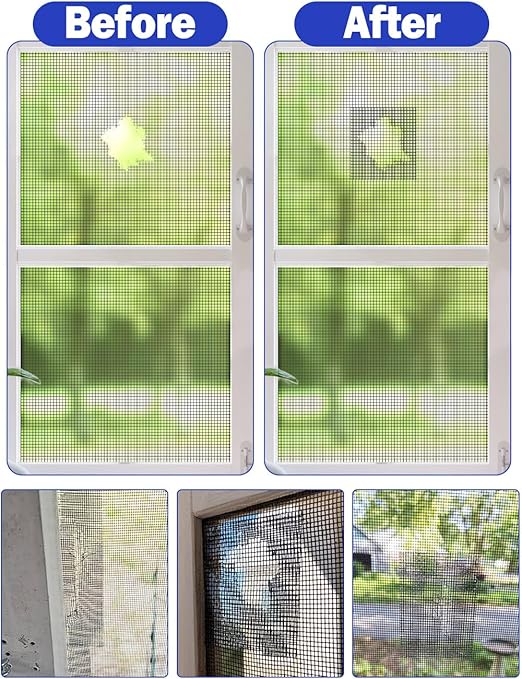 WOHOHOHO Window Screen Repair Tape, 4 in X 20 FT (240IN) Grey Screen Patch Repair Kit, 3-Layer Strong Adhesive Invisible Screen Tape Mesh Repair for Windows, Doors Garage Mosquito Net Magnetic Screen