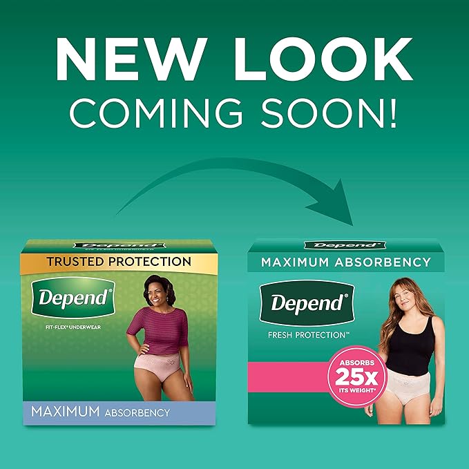 Depend FIT-Flex Incontinence Underwear for Women, Disposable, Maximum Absorbency, Small, Blush, 19 Count (Pack of 2)
