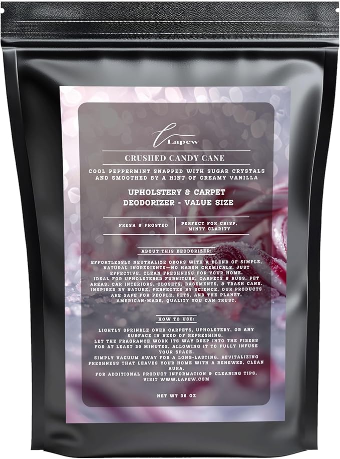 Crushed Candy Cane Carpet Freshener Powder Value Size 36 oz | Powerful Odor Eliminator for Home | Upholstery Deodorizer | Carpet Deodorizer | Cat Litter Box